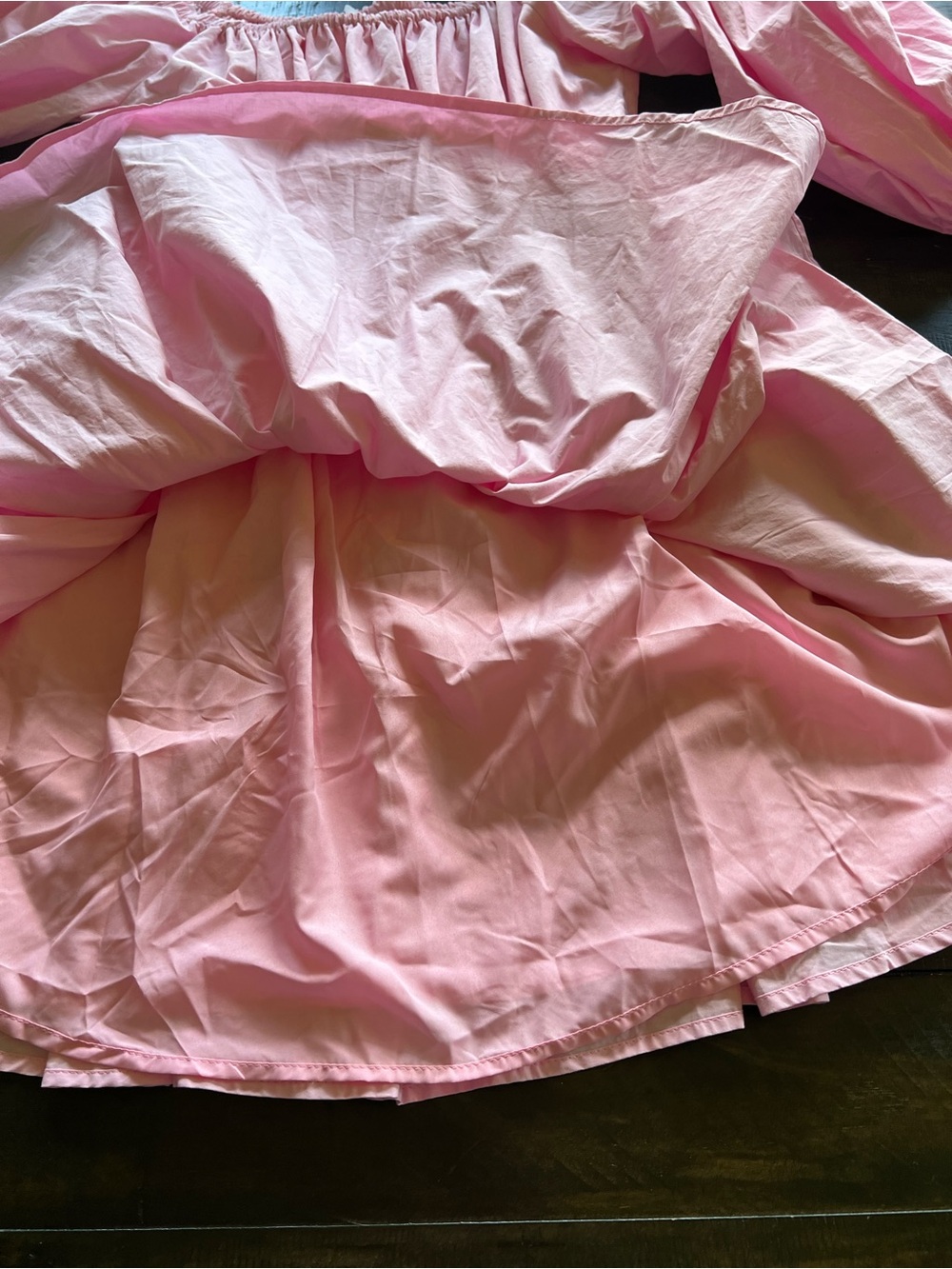 Mable by Anthropologie Pink Puff Sleeve Babydoll Mini Dress Lined Womens Medium - Picture 9 of 10
